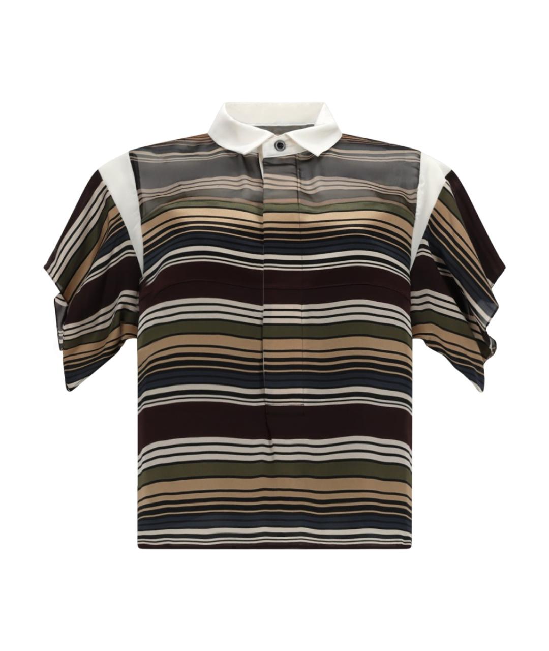 SACAI Коричневая полиэстеровая рубашка, фото 1