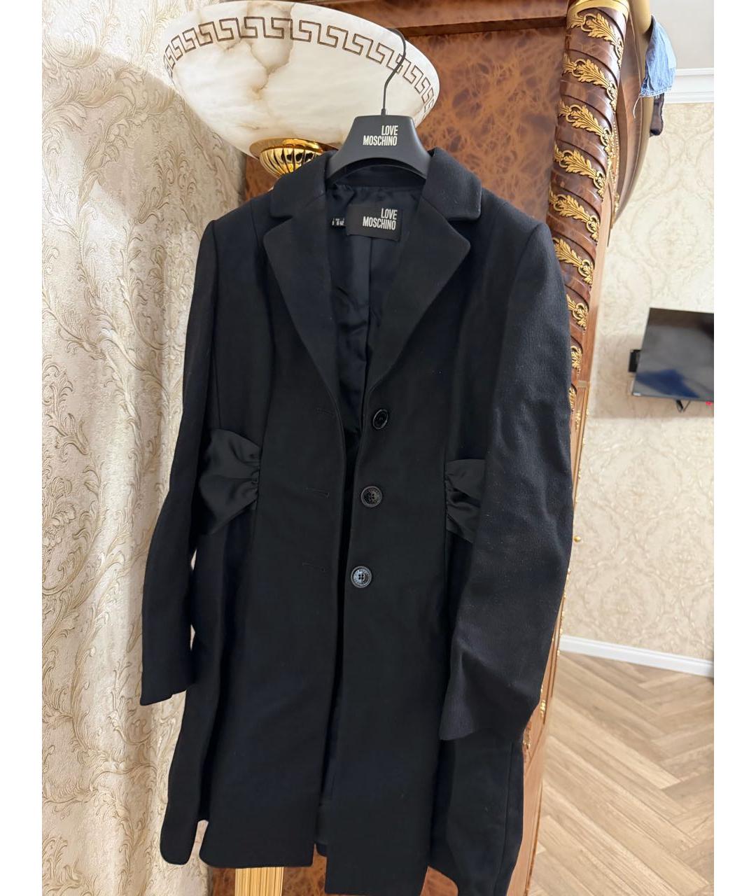 LOVE MOSCHINO Черное шерстяное пальто, фото 8