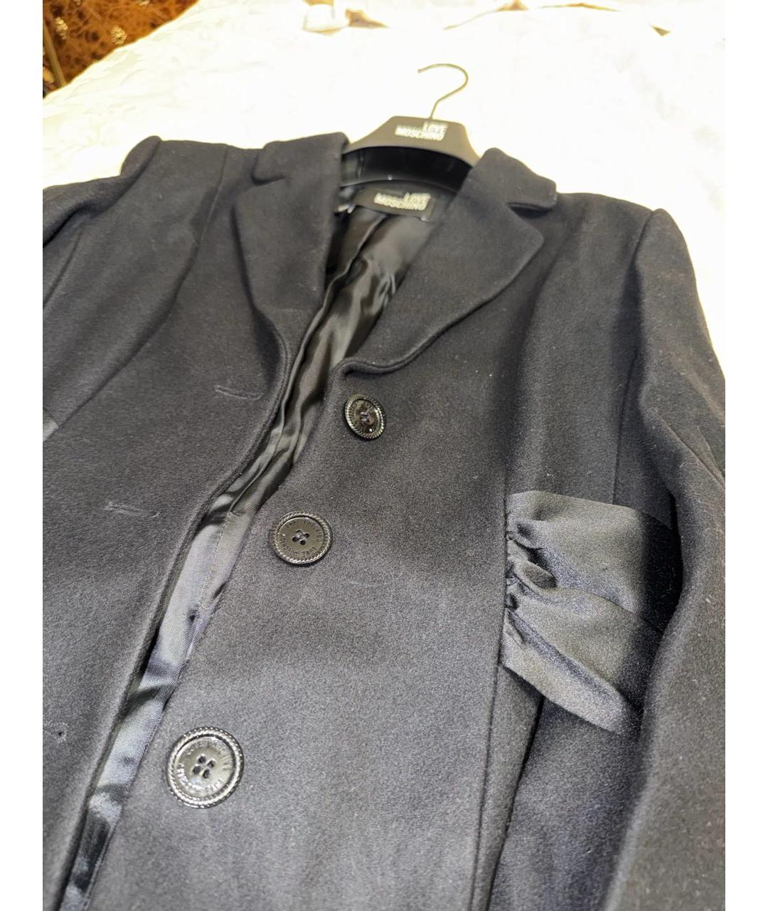 LOVE MOSCHINO Черное шерстяное пальто, фото 6