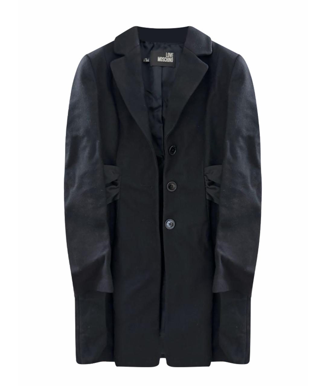 LOVE MOSCHINO Черное шерстяное пальто, фото 1