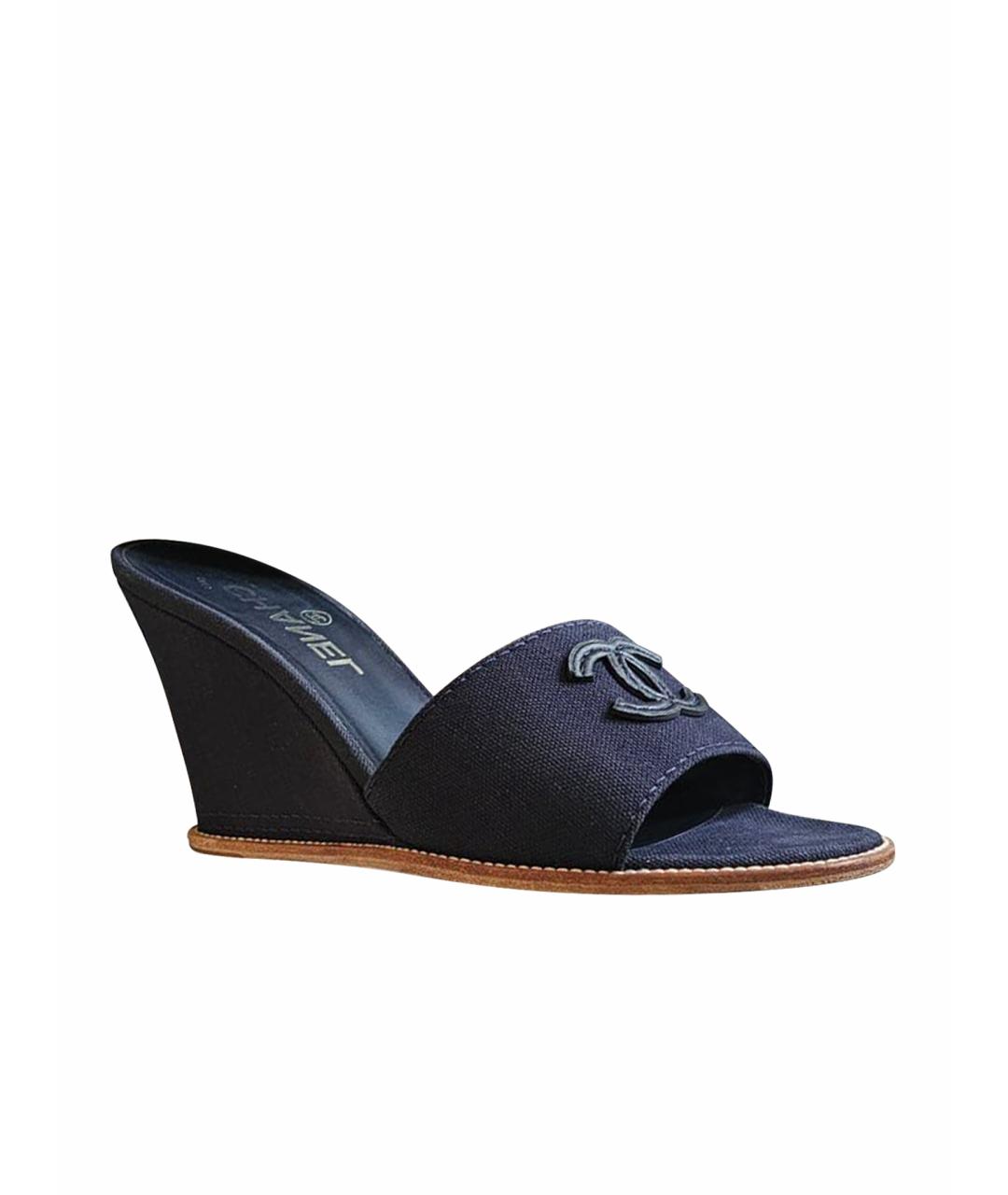 CHANEL Темно-синие мюли, фото 3