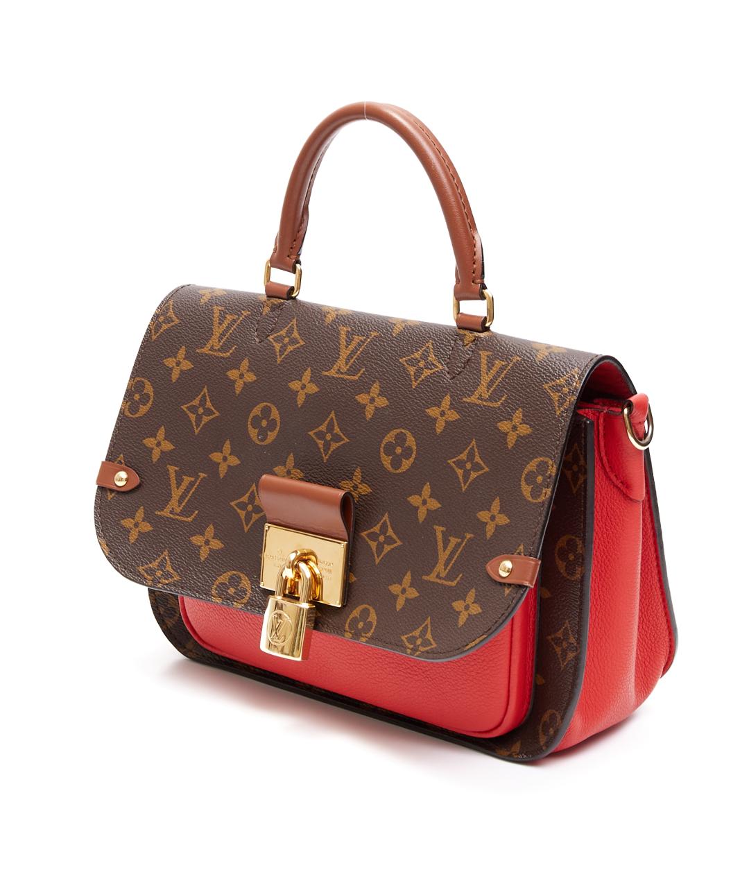 LOUIS VUITTON Коричневая кожаная сумка с короткими ручками, фото 2