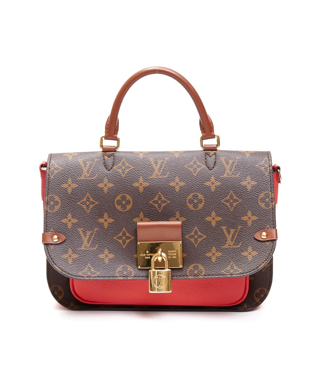 LOUIS VUITTON Коричневая кожаная сумка с короткими ручками, фото 1