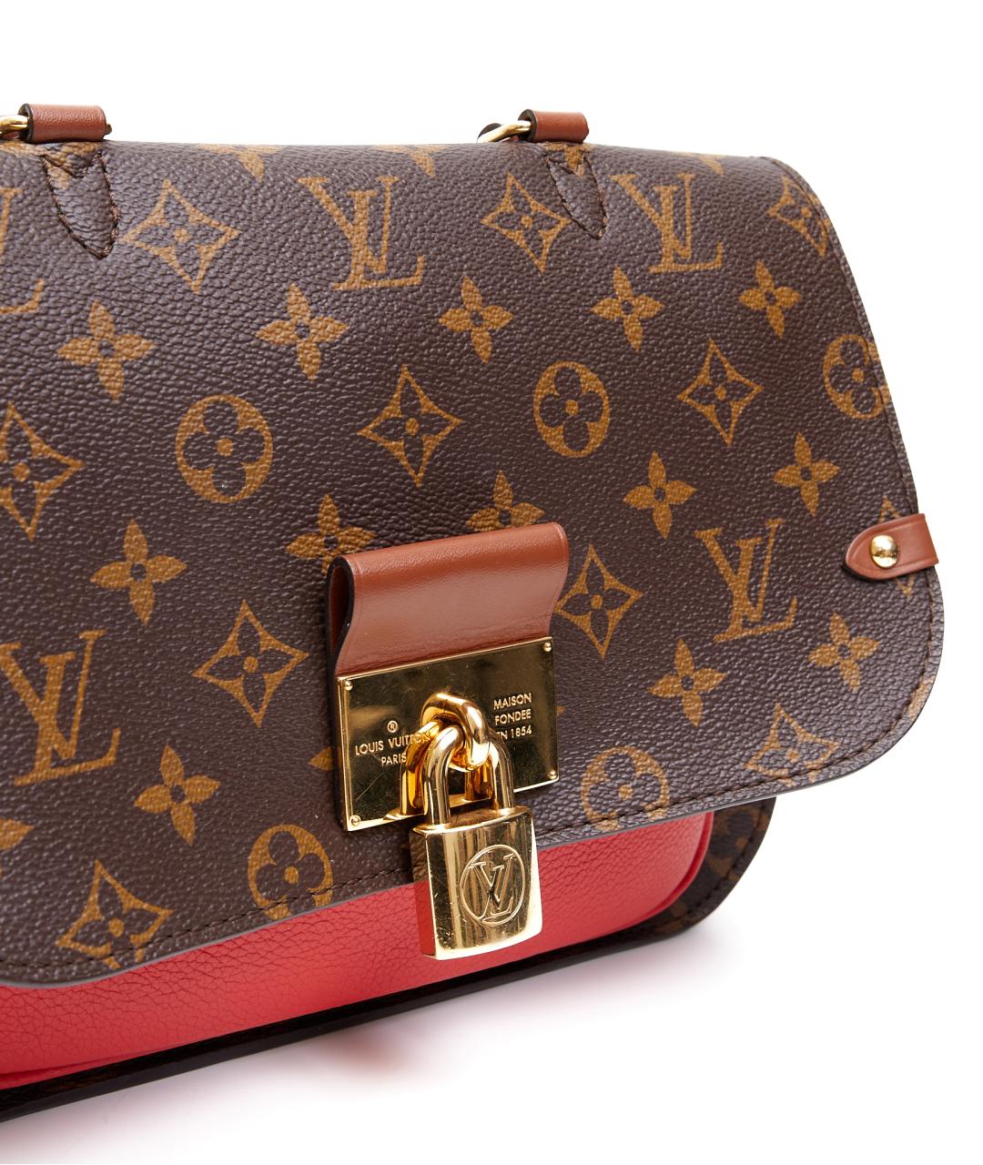 LOUIS VUITTON Коричневая кожаная сумка с короткими ручками, фото 5