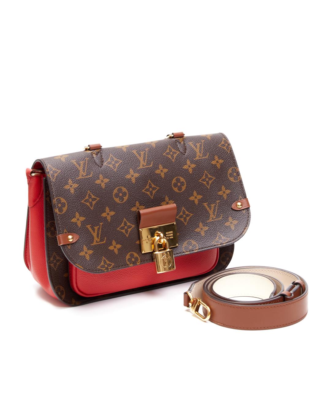 LOUIS VUITTON Коричневая кожаная сумка с короткими ручками, фото 4