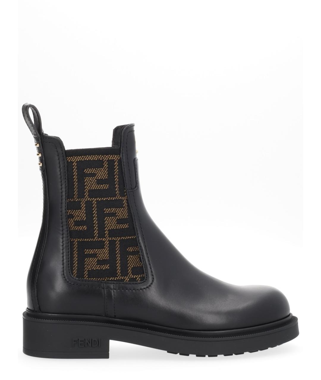 FENDI Черные кожаные ботинки, фото 1