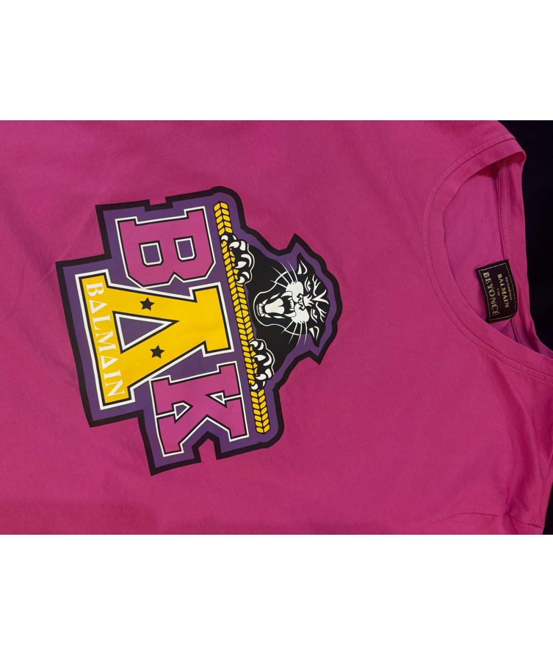 BALMAIN Розовая хлопковая футболка, фото 3