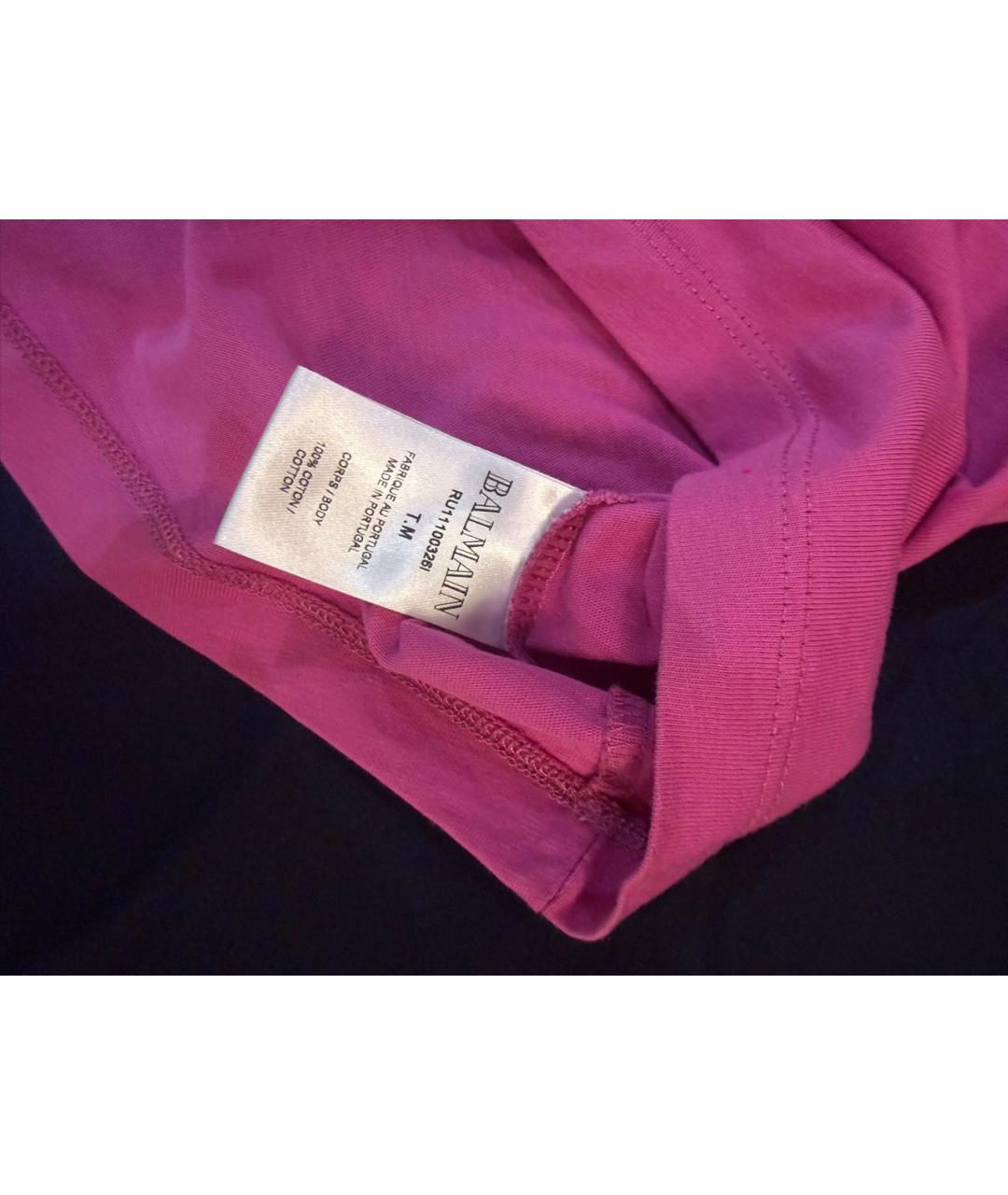 BALMAIN Розовая хлопковая футболка, фото 4
