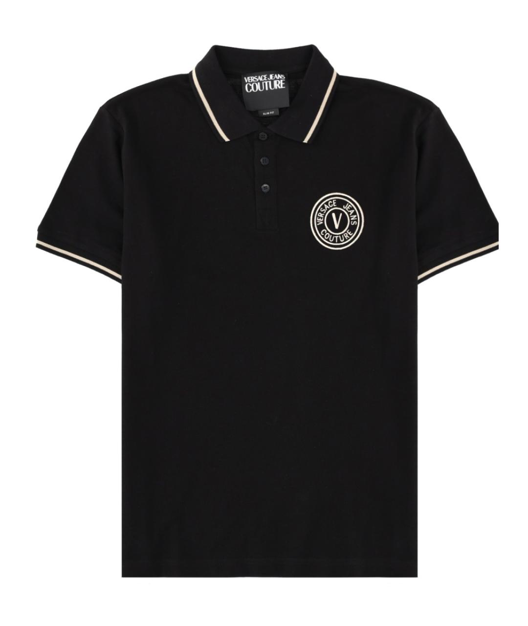 VERSACE JEANS COUTURE Черное хлопковое поло с коротким рукавом, фото 1