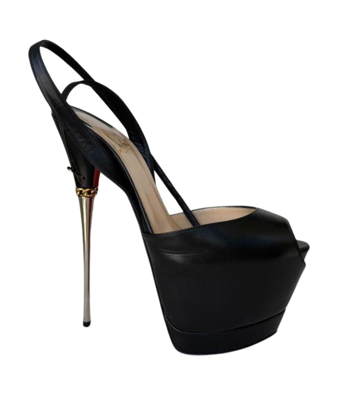 CHRISTIAN LOUBOUTIN Черные кожаные босоножки, фото 1