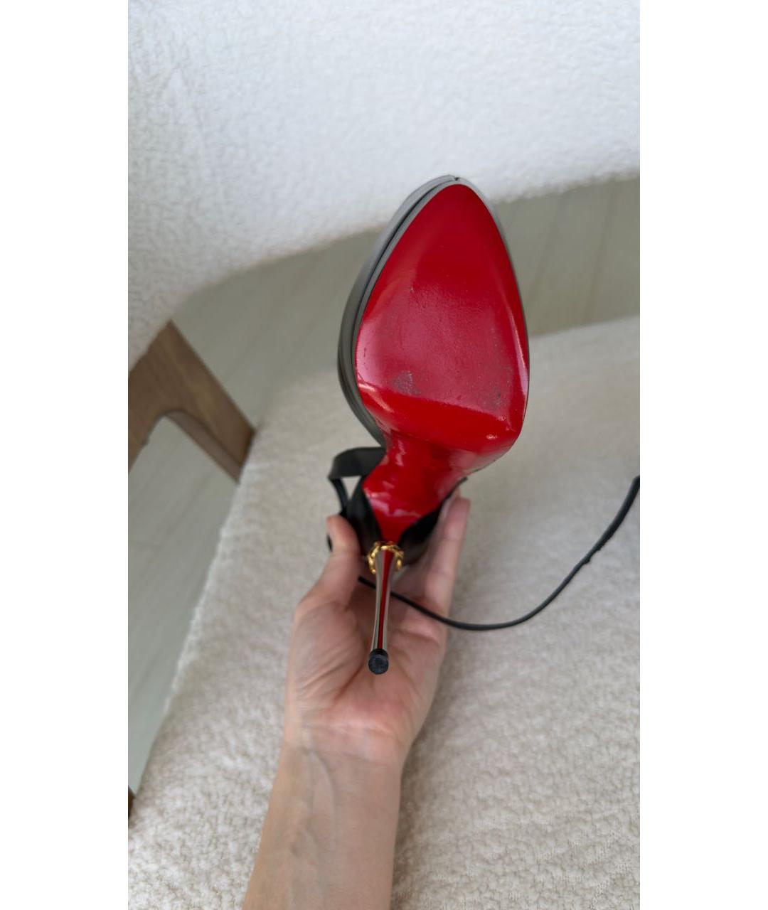 CHRISTIAN LOUBOUTIN Черные кожаные босоножки, фото 6