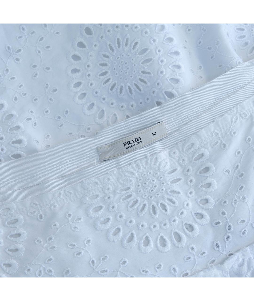 PRADA Белая хлопковая юбка миди, фото 3