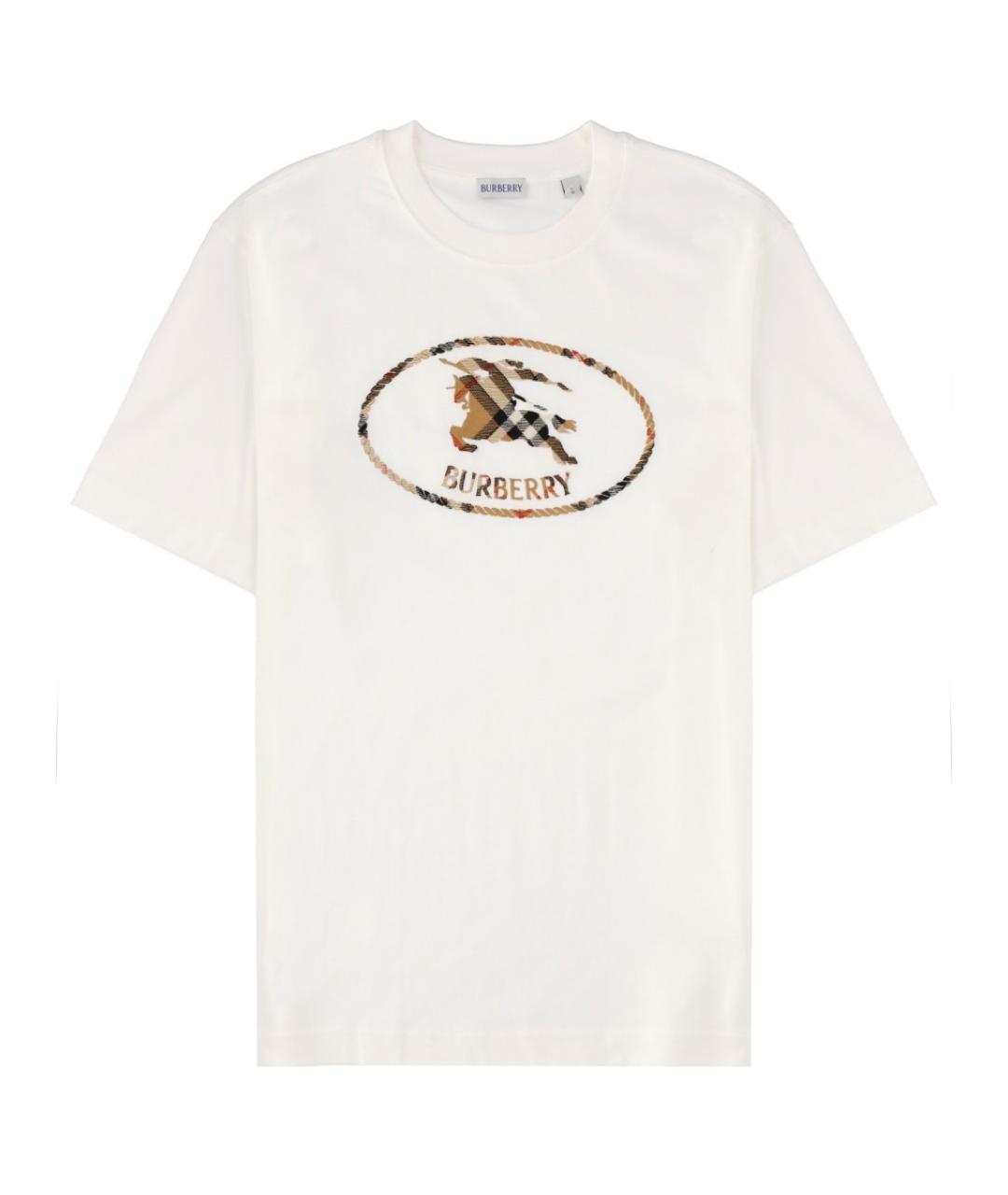 BURBERRY Белая хлопковая футболка, фото 1