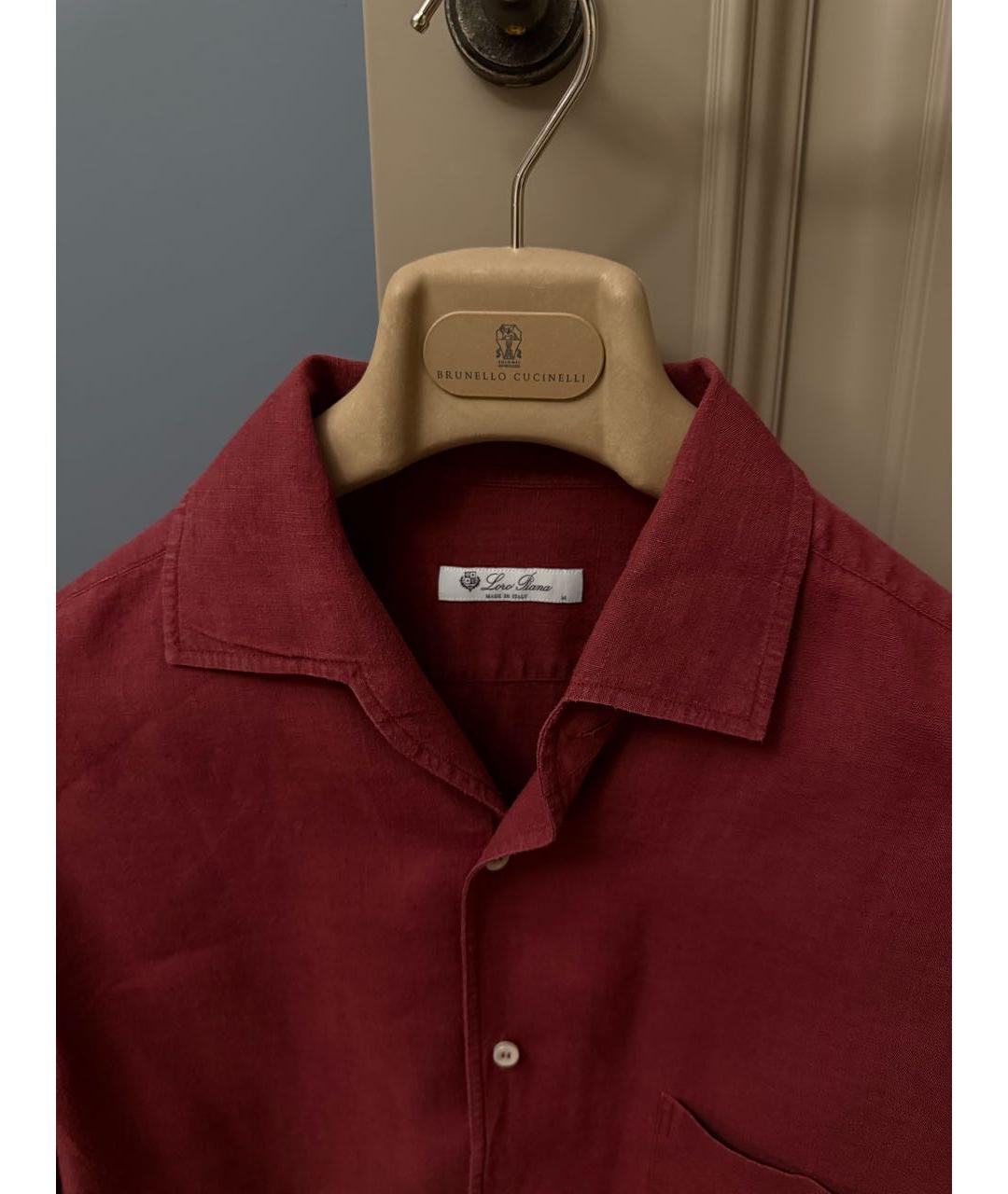 LORO PIANA Бордовая льняная кэжуал рубашка, фото 4