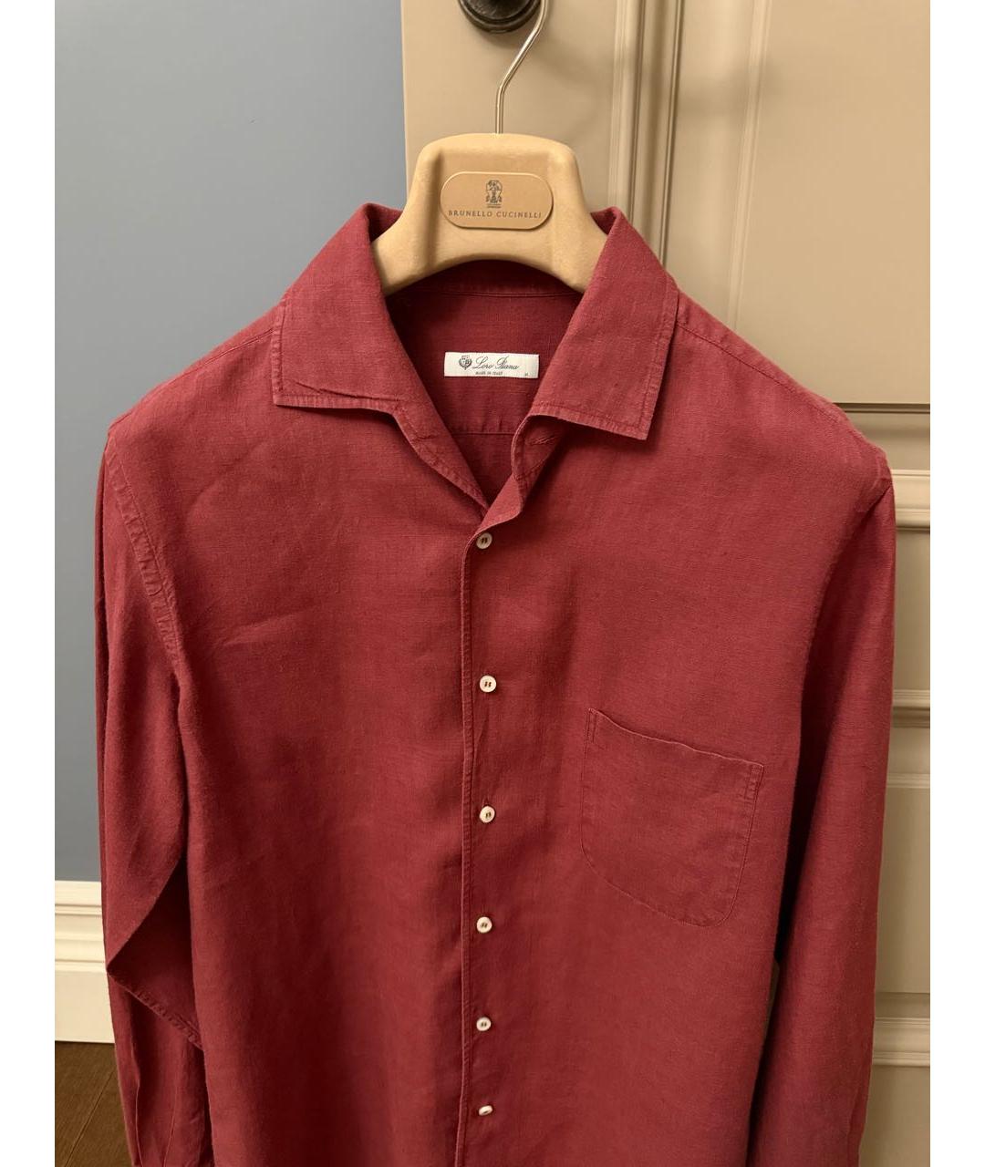 LORO PIANA Бордовая льняная кэжуал рубашка, фото 3