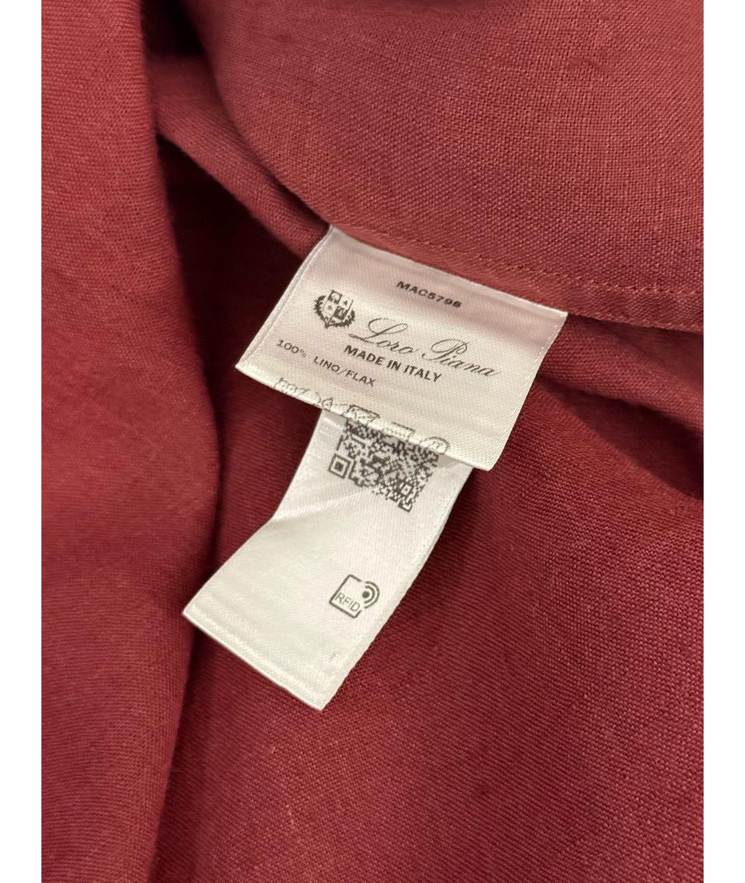 LORO PIANA Бордовая льняная кэжуал рубашка, фото 6