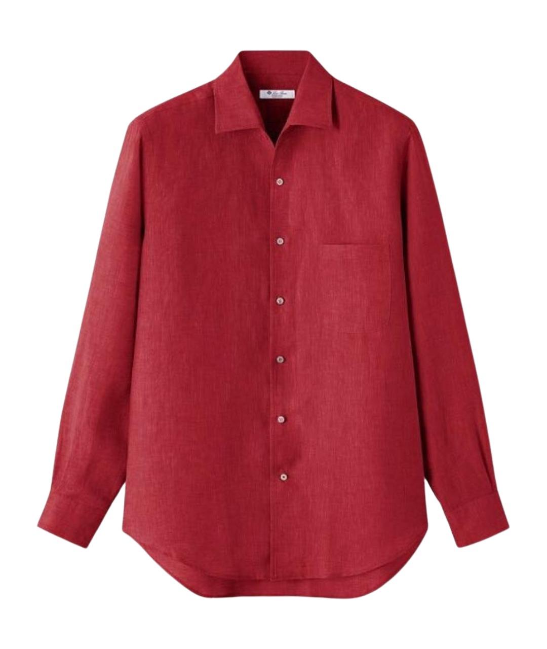 LORO PIANA Бордовая льняная кэжуал рубашка, фото 1