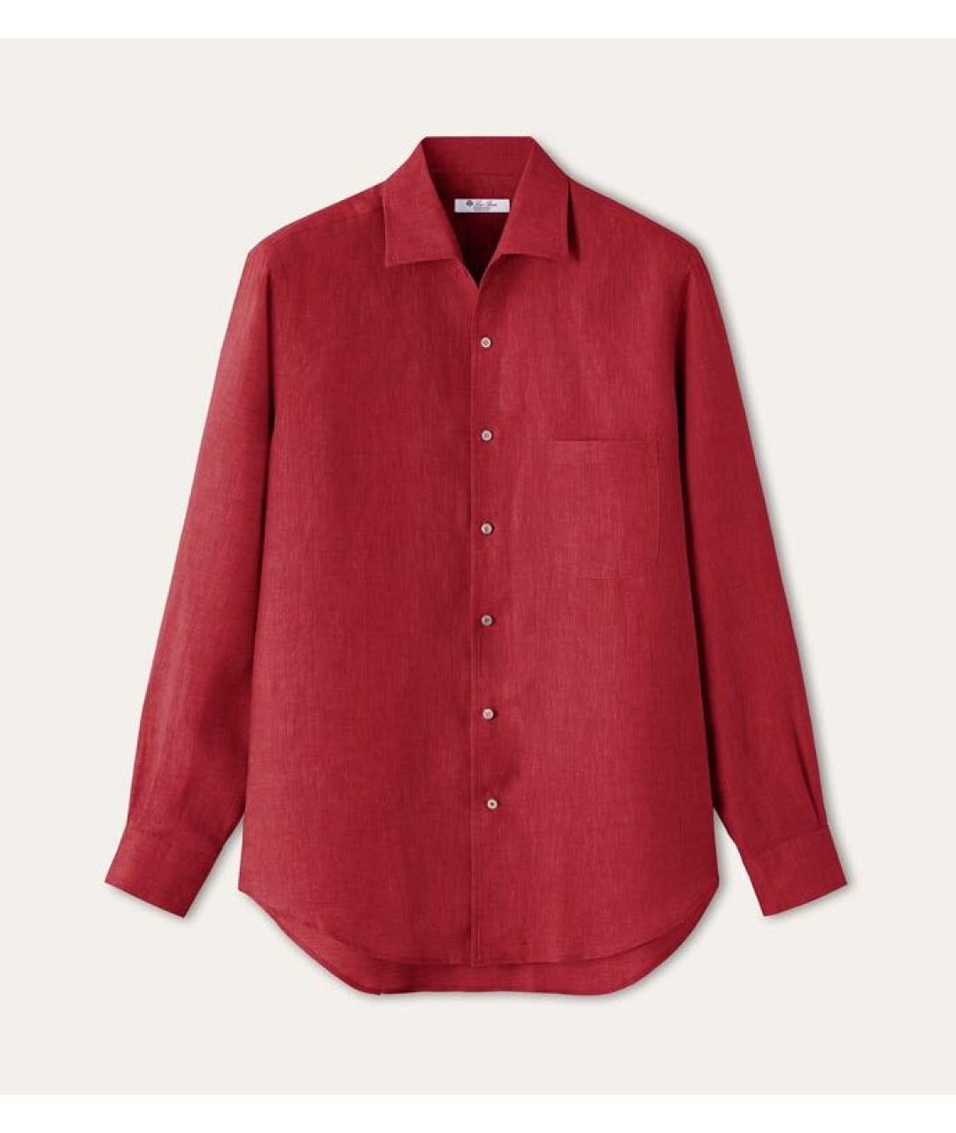 LORO PIANA Бордовая льняная кэжуал рубашка, фото 7