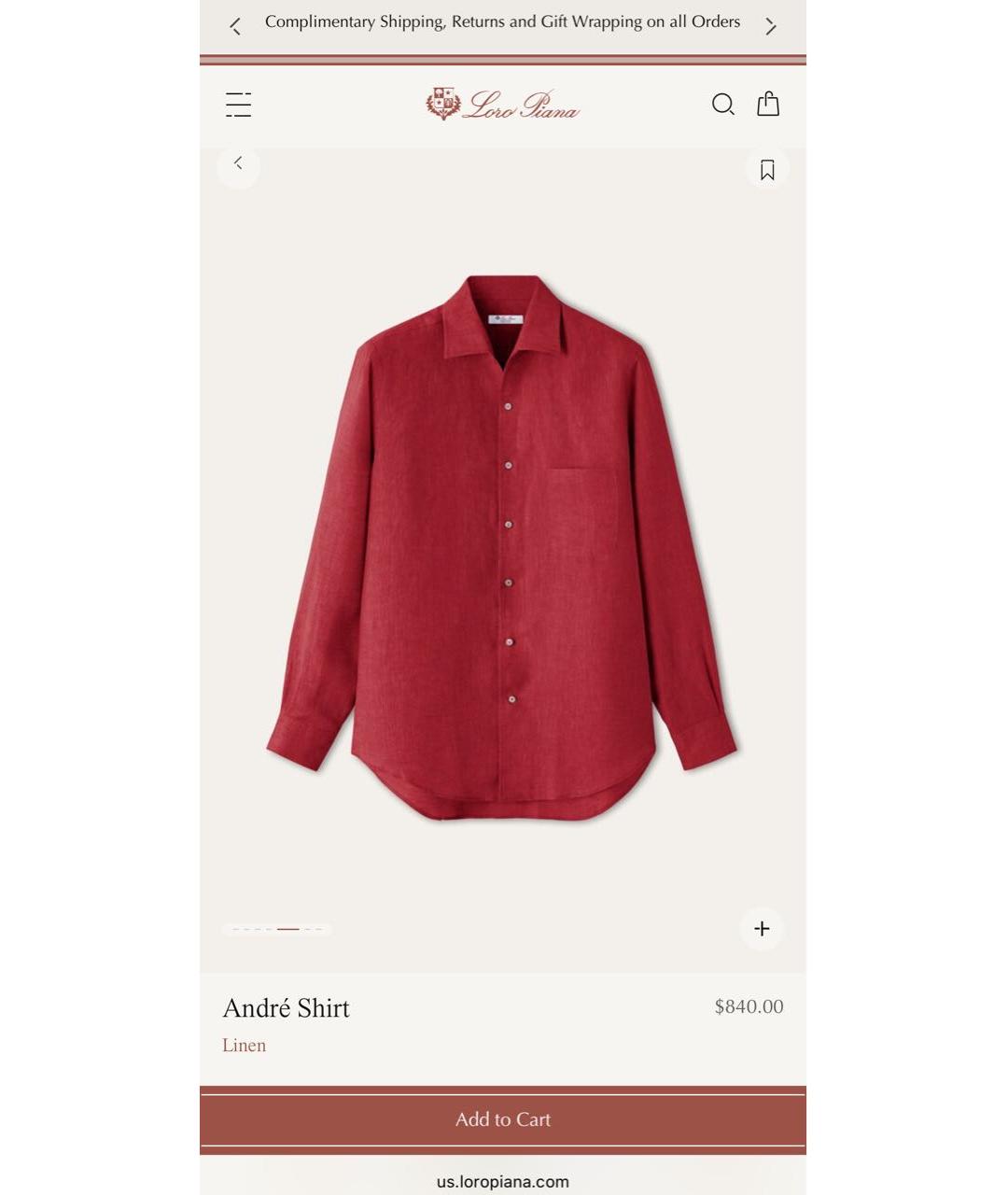 LORO PIANA Бордовая льняная кэжуал рубашка, фото 2