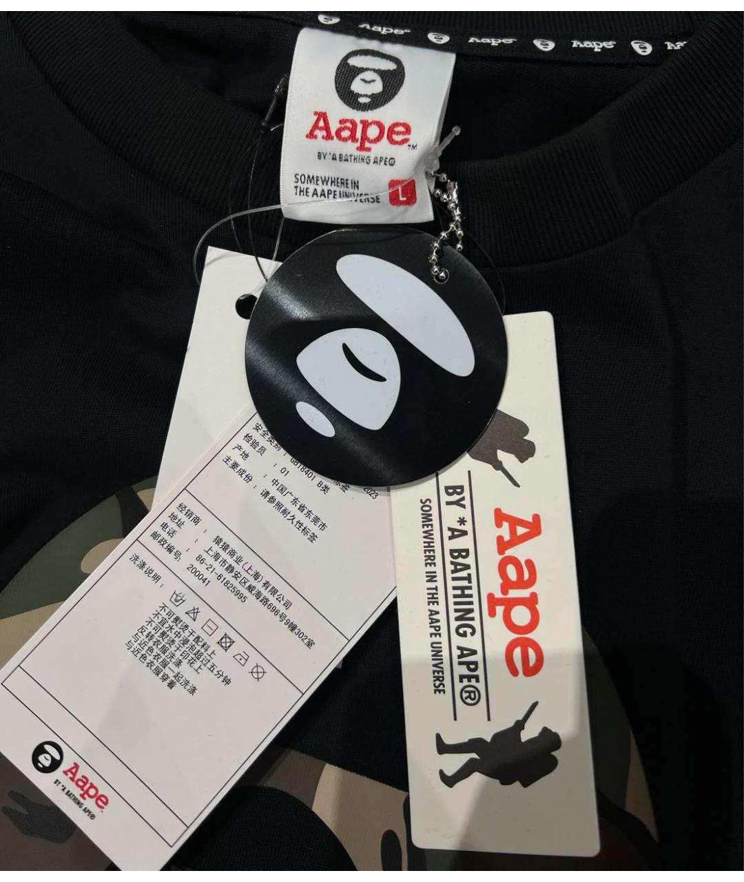 A BATHING APE Черная хлопковая футболка, фото 3