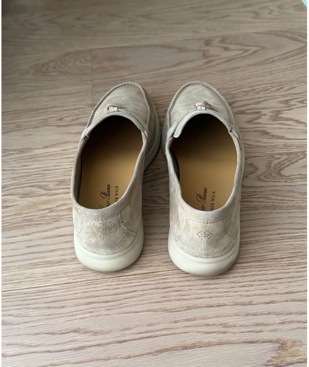 LORO PIANA Бежевые замшевые лоферы, фото 3