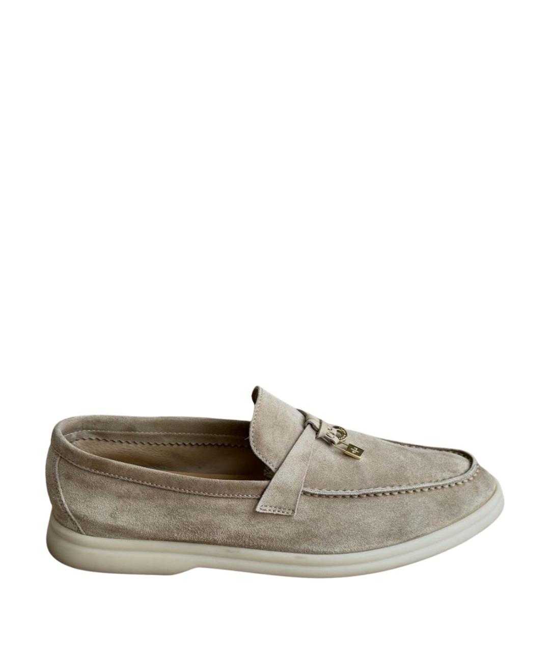 LORO PIANA Бежевые замшевые лоферы, фото 1