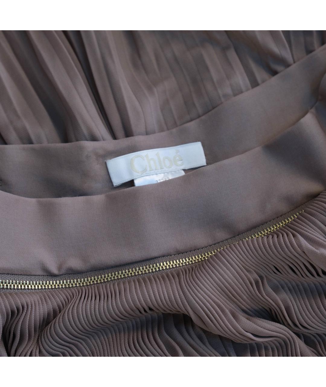CHLOE Коричневая вискозная юбка миди, фото 3