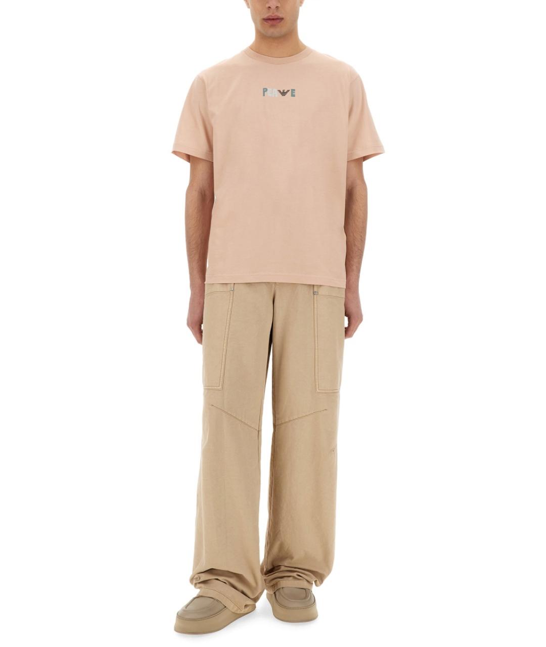 EMPORIO ARMANI Розовая хлопковая футболка, фото 2