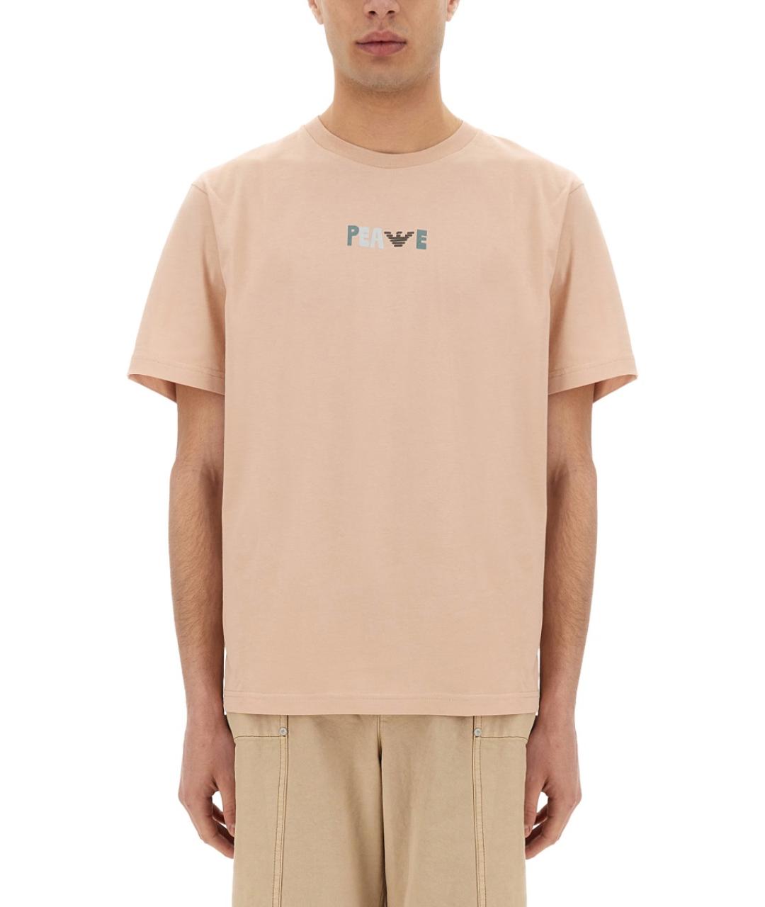 EMPORIO ARMANI Розовая хлопковая футболка, фото 1