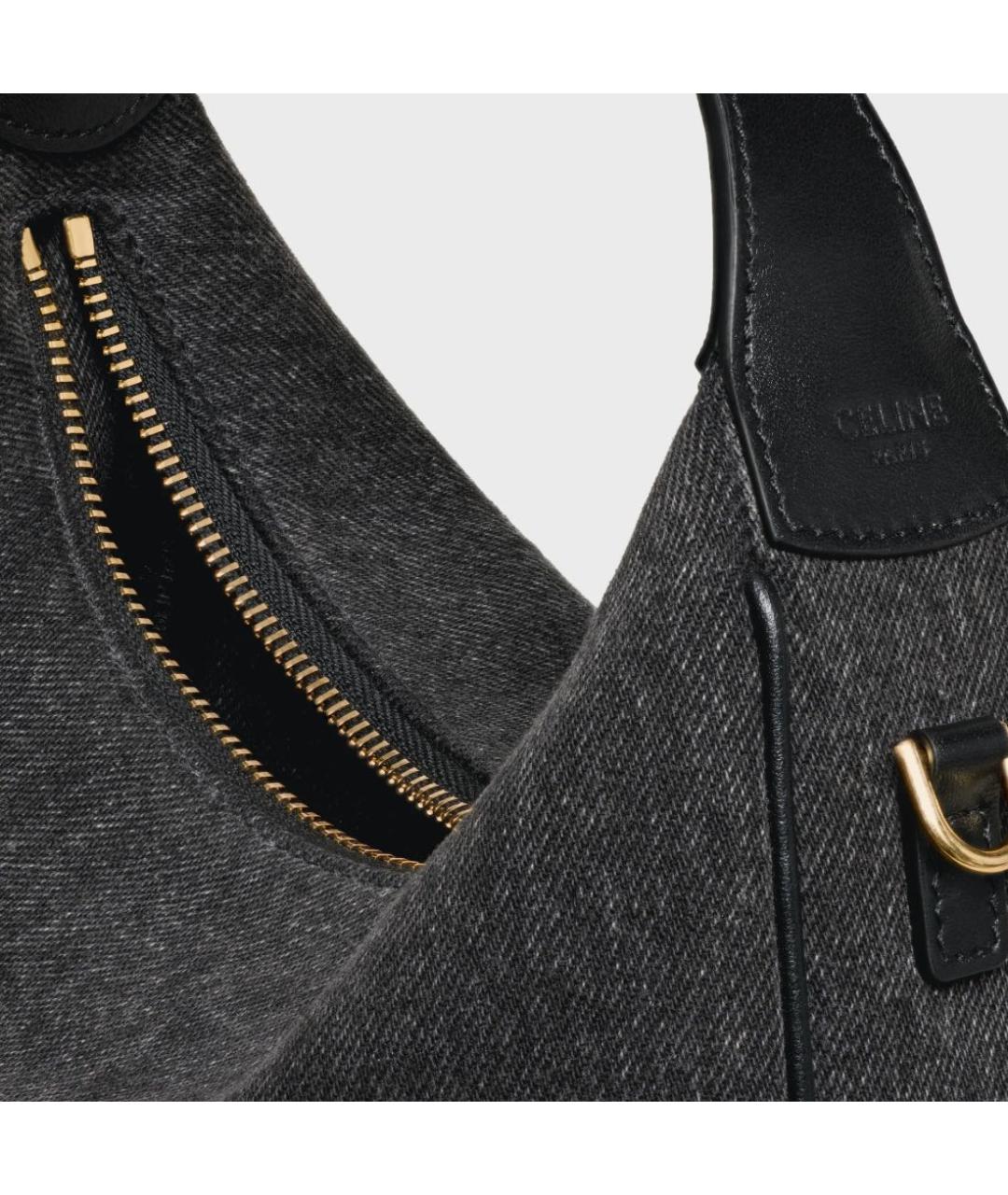 CELINE Серая деним сумка с короткими ручками, фото 3