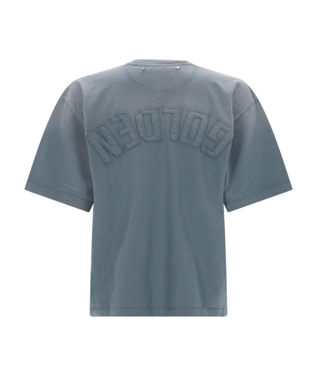 GOLDEN GOOSE DELUXE BRAND Синяя хлопковая футболка, фото 2