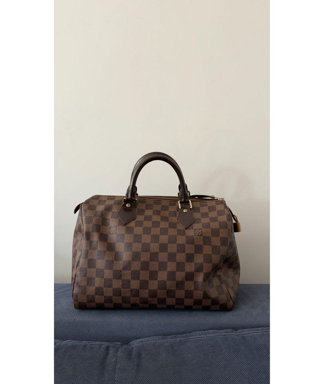 LOUIS VUITTON Коричневая кожаная сумка с короткими ручками, фото 4