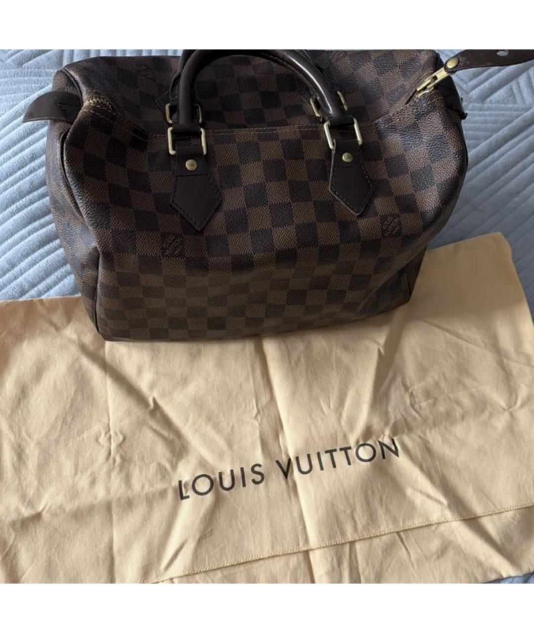 LOUIS VUITTON Коричневая кожаная сумка с короткими ручками, фото 2