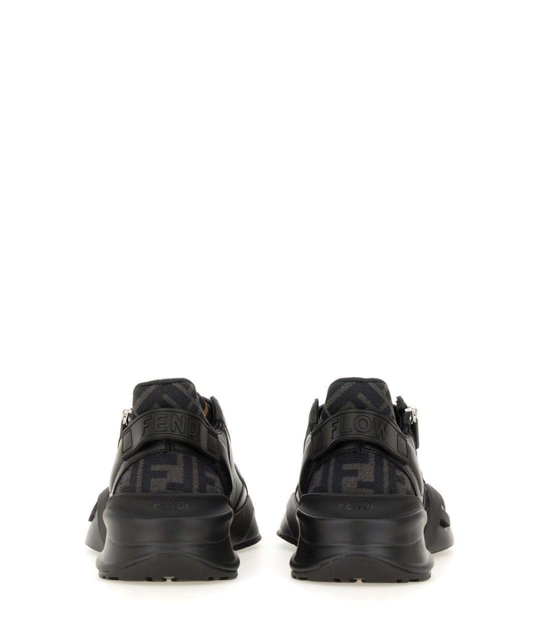 FENDI Черные кожаные низкие кроссовки / кеды, фото 4