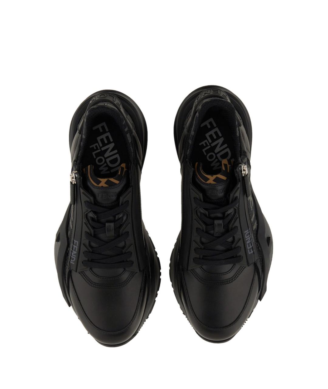 FENDI Черные кожаные низкие кроссовки / кеды, фото 2