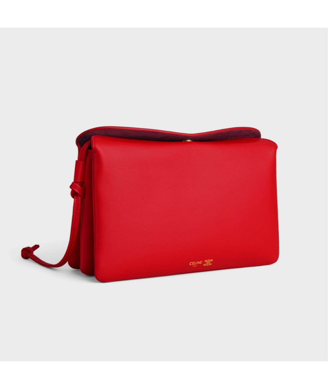 CELINE Красная кожаная сумка через плечо, фото 4