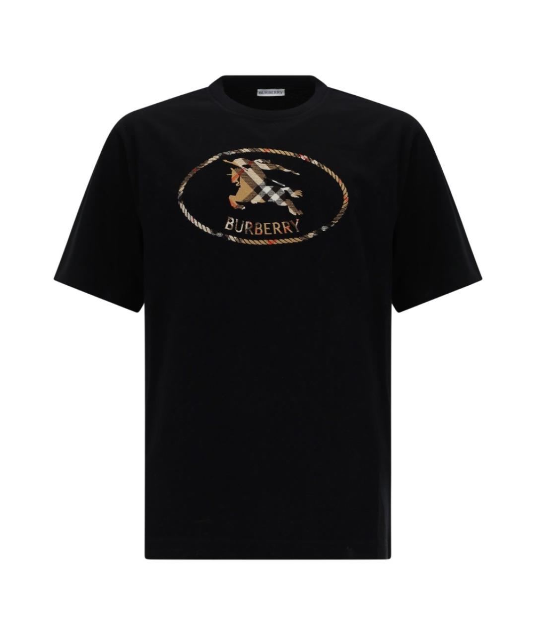 BURBERRY Черная хлопковая футболка, фото 2