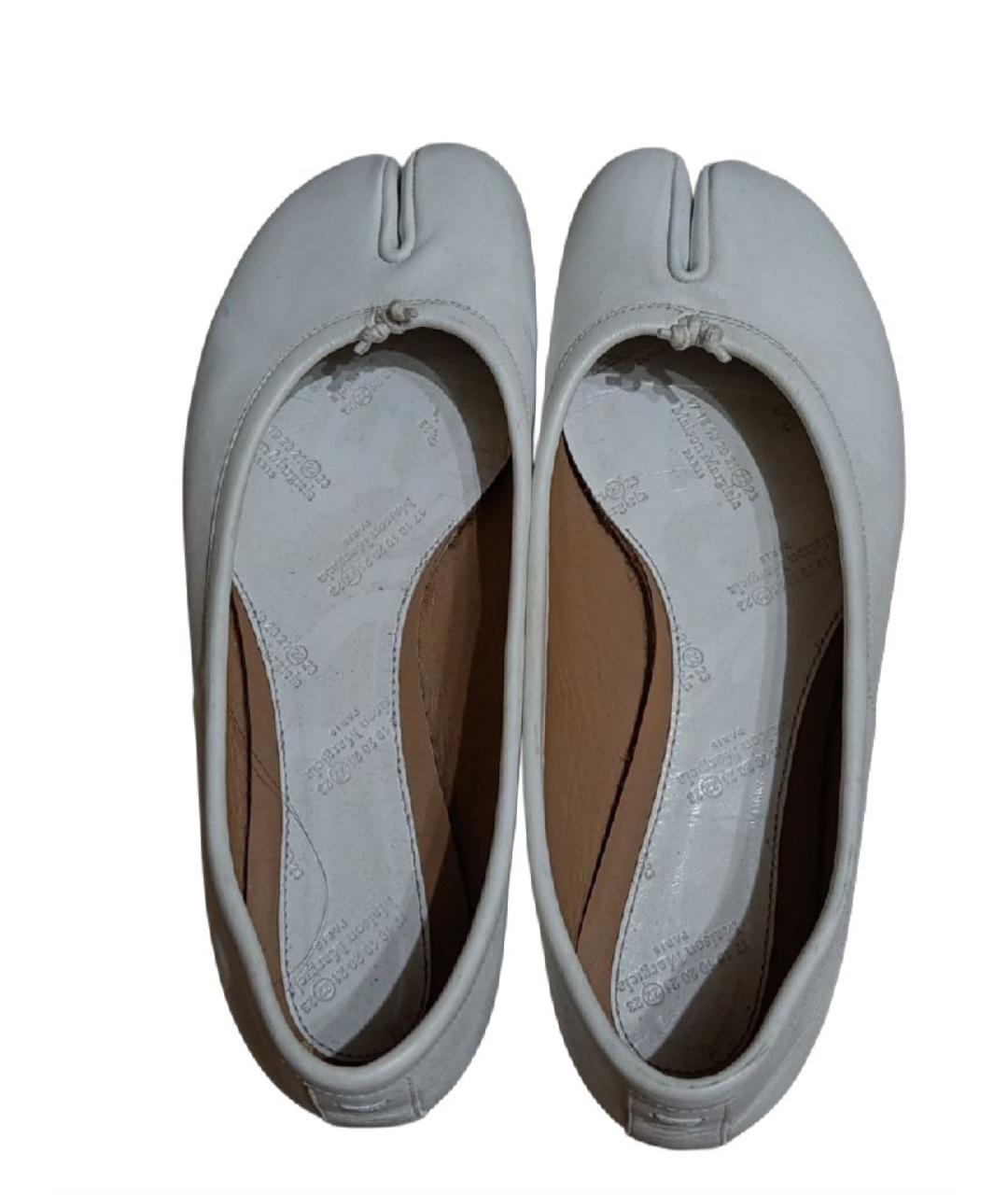 MAISON MARGIELA Белые кожаные балетки, фото 3