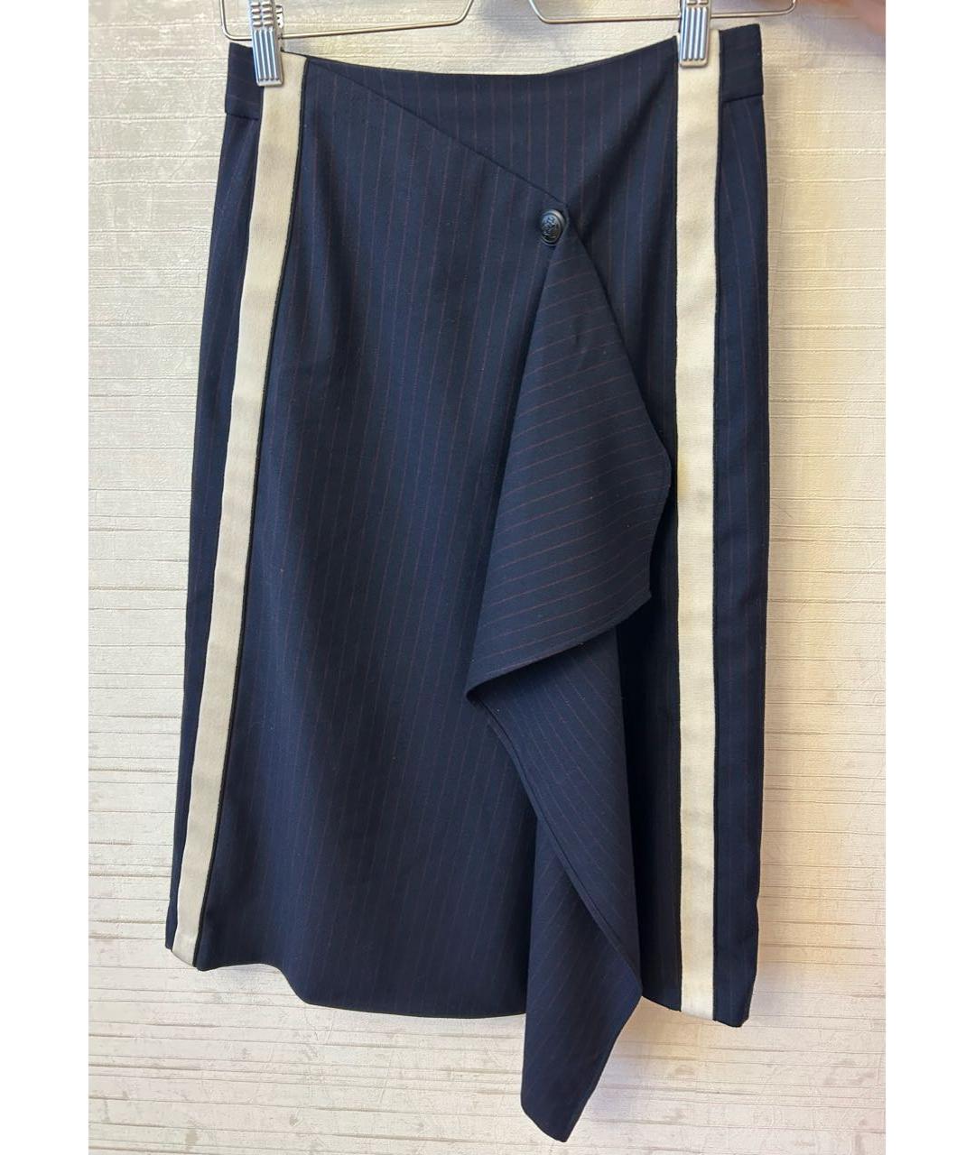 MAJE Темно-синяя полиэстеровая юбка миди, фото 5