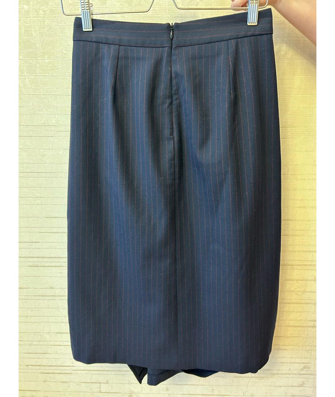 MAJE Темно-синяя полиэстеровая юбка миди, фото 2