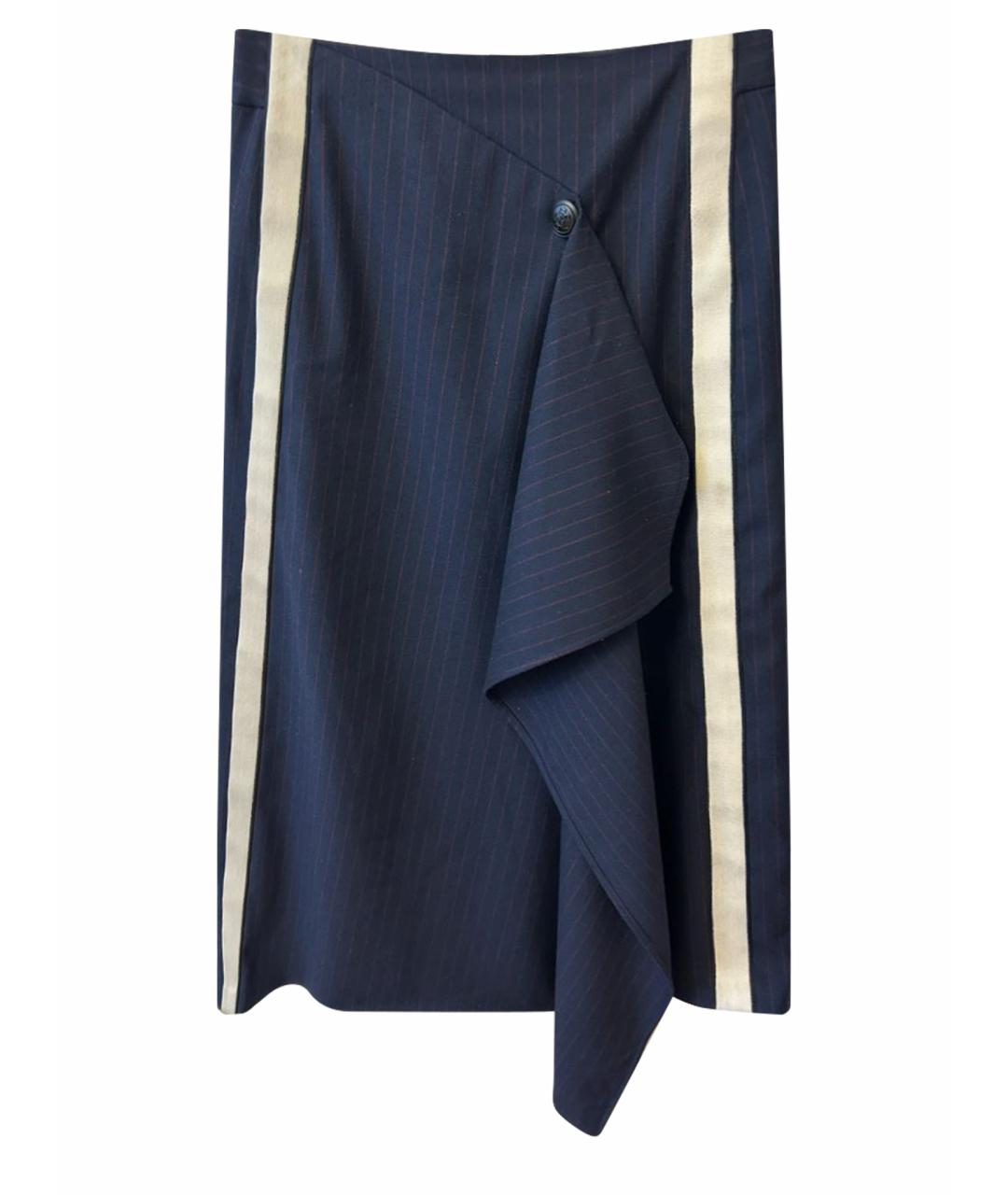 MAJE Темно-синяя полиэстеровая юбка миди, фото 1