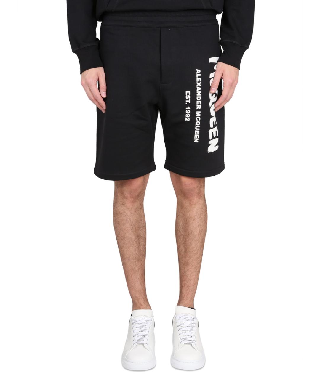 ALEXANDER MCQUEEN Черные хлопковые шорты, фото 1
