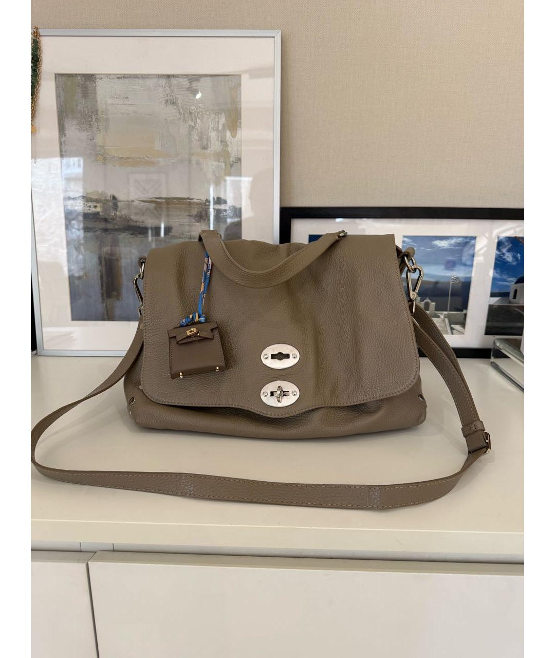 ZANELLATO Бежевая кожаная сумка с короткими ручками, фото 8