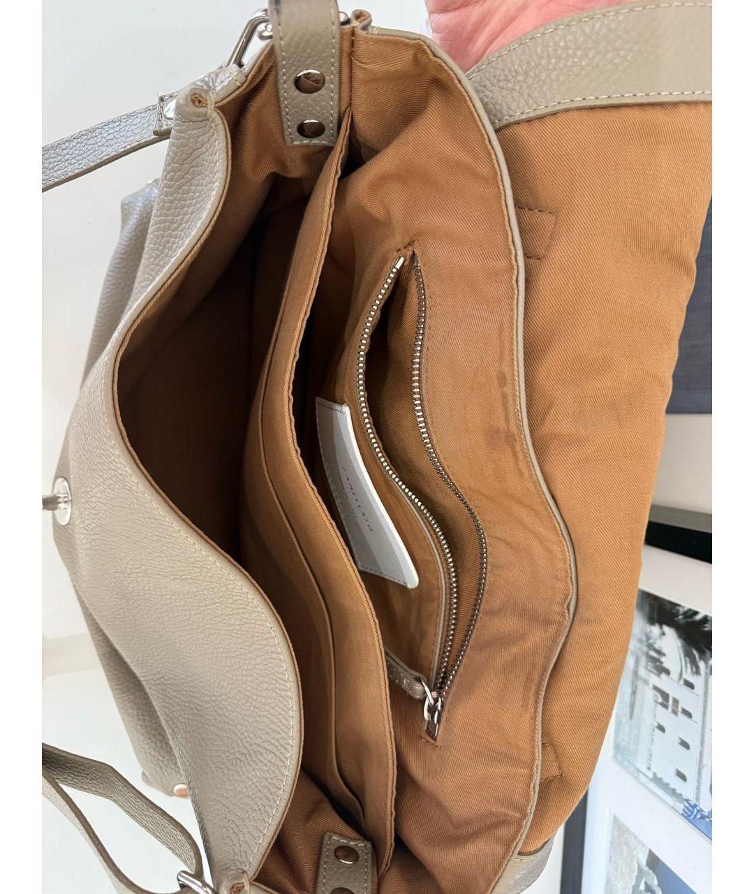ZANELLATO Бежевая кожаная сумка с короткими ручками, фото 4