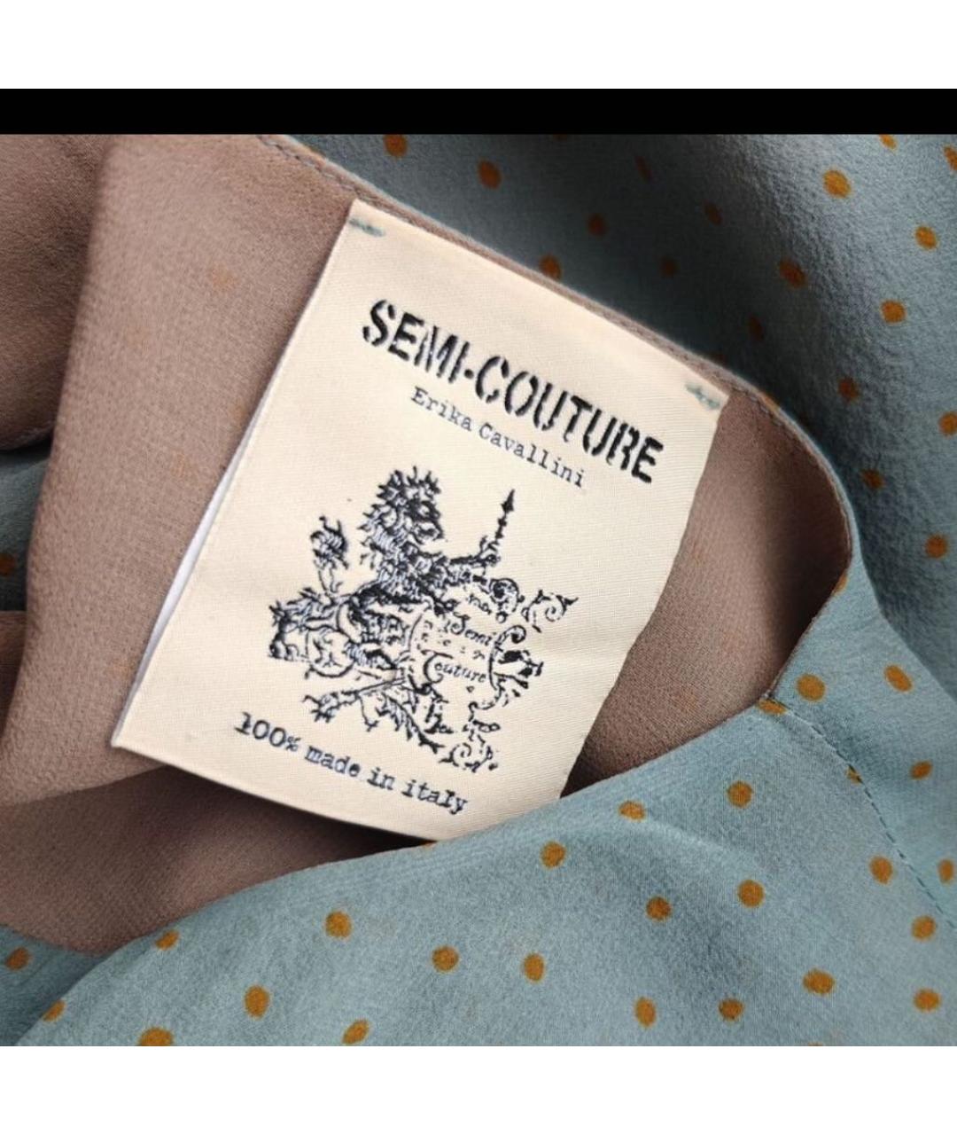 SEMICOUTURE Голубое шелковое повседневное платье, фото 3