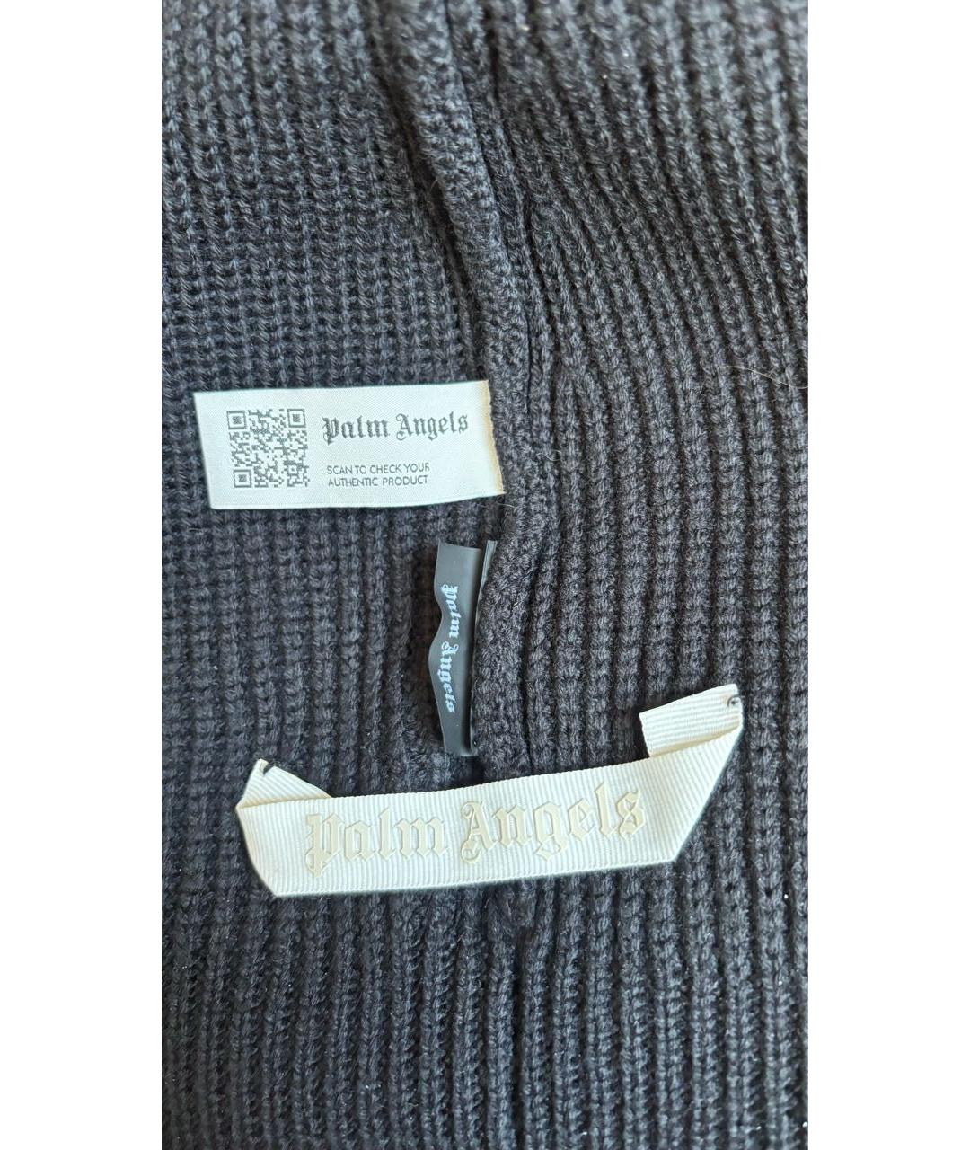 PALM ANGELS Черная шерстяная шапка, фото 3