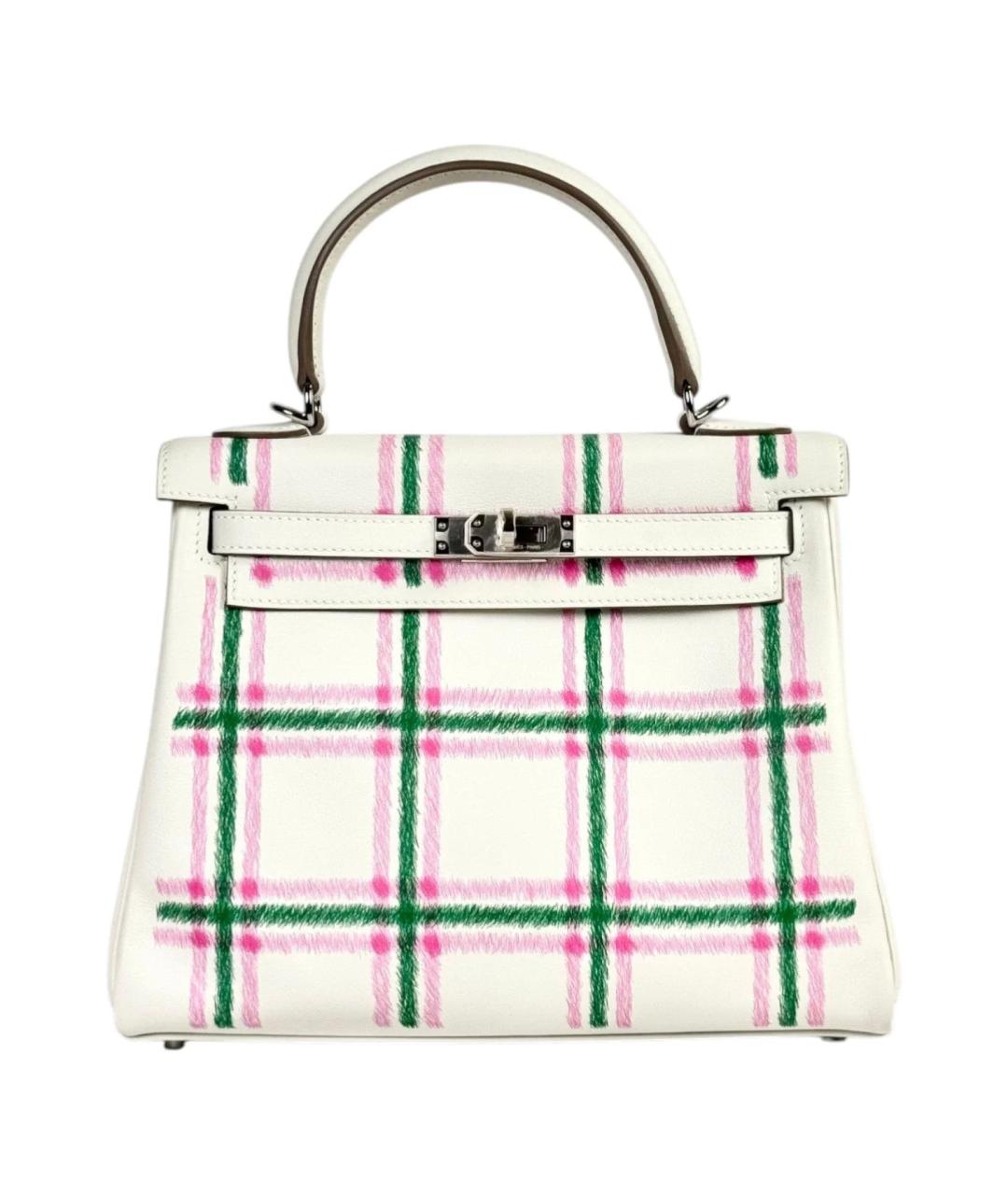 HERMES Белая кожаная сумка с короткими ручками, фото 3