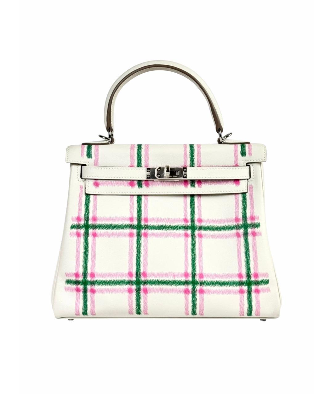 HERMES Белая кожаная сумка с короткими ручками, фото 1