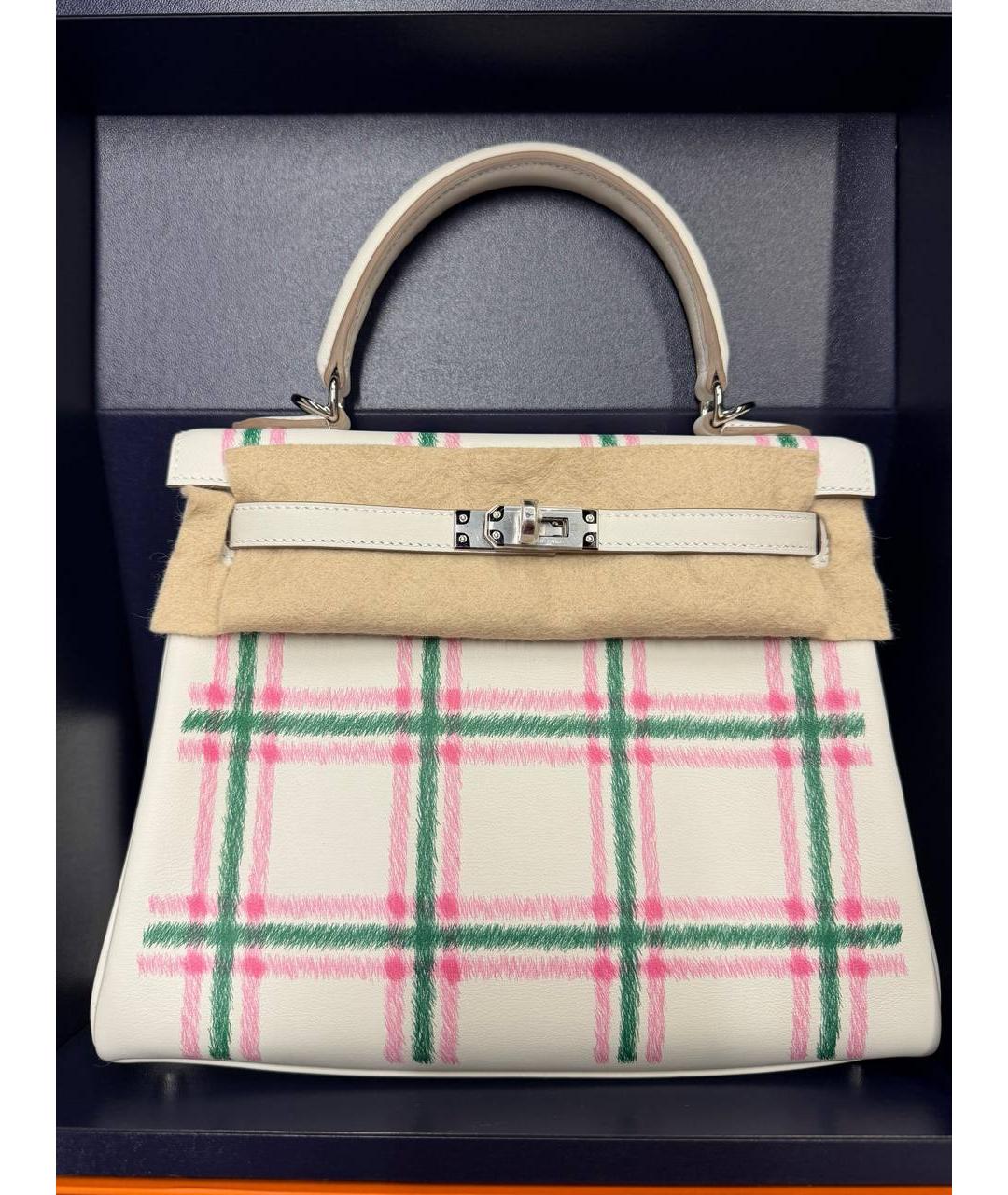 HERMES Белая кожаная сумка с короткими ручками, фото 2