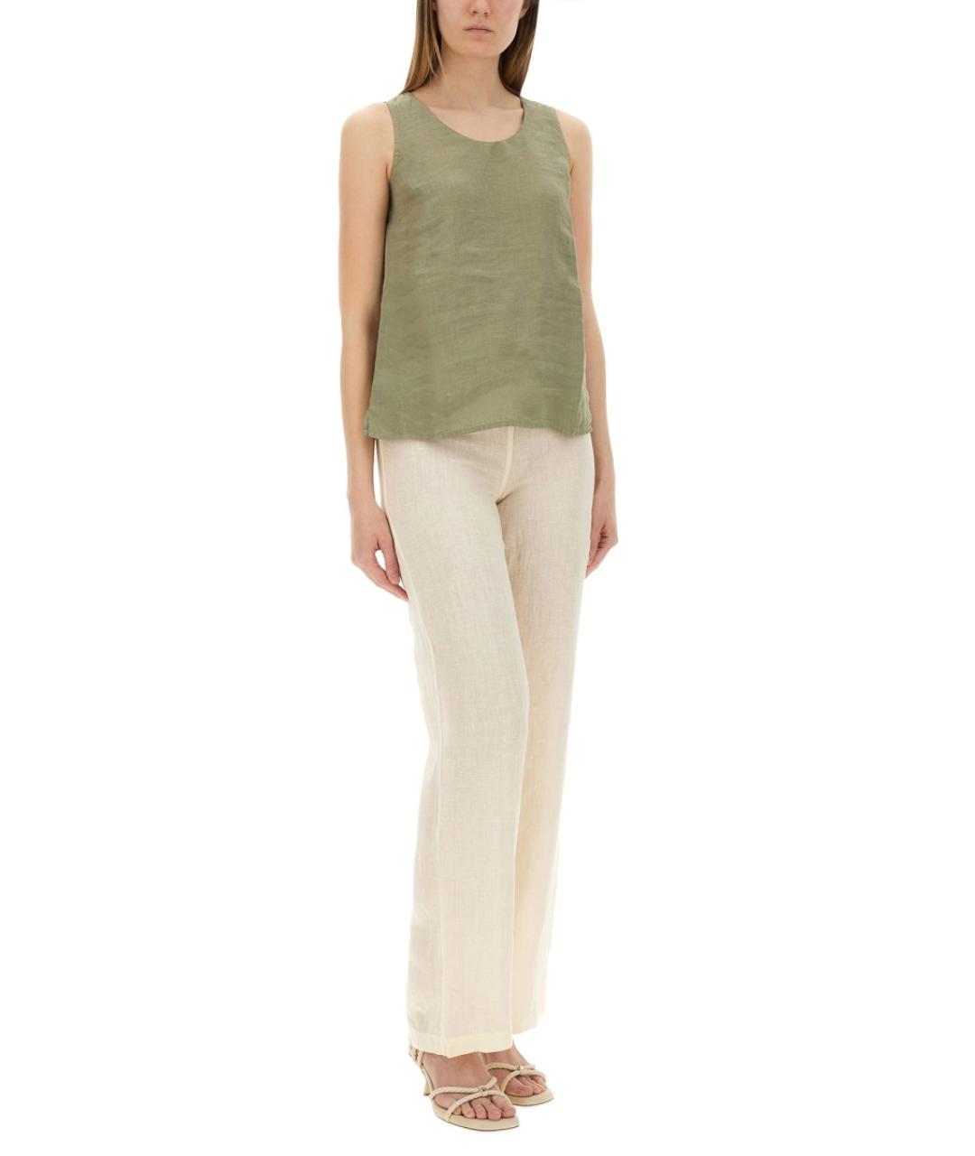 120% LINO Зеленая льняная блузы, фото 2